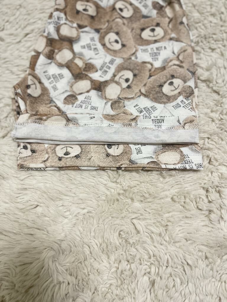 %100 Pamuk Kadın Yüksek Bel Dört Mevsim Şort Pijama Kahve Beyaz Ayıcık - XL