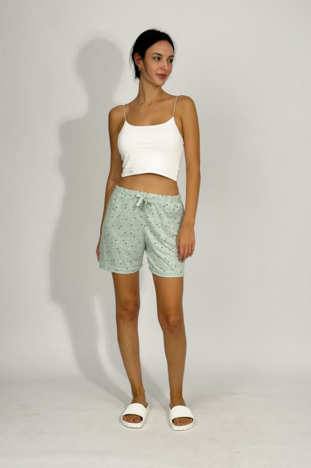 Kadın Dört Mevsim Poliviskon Kurdeleli Şort Çağla Yeşili - 3XL