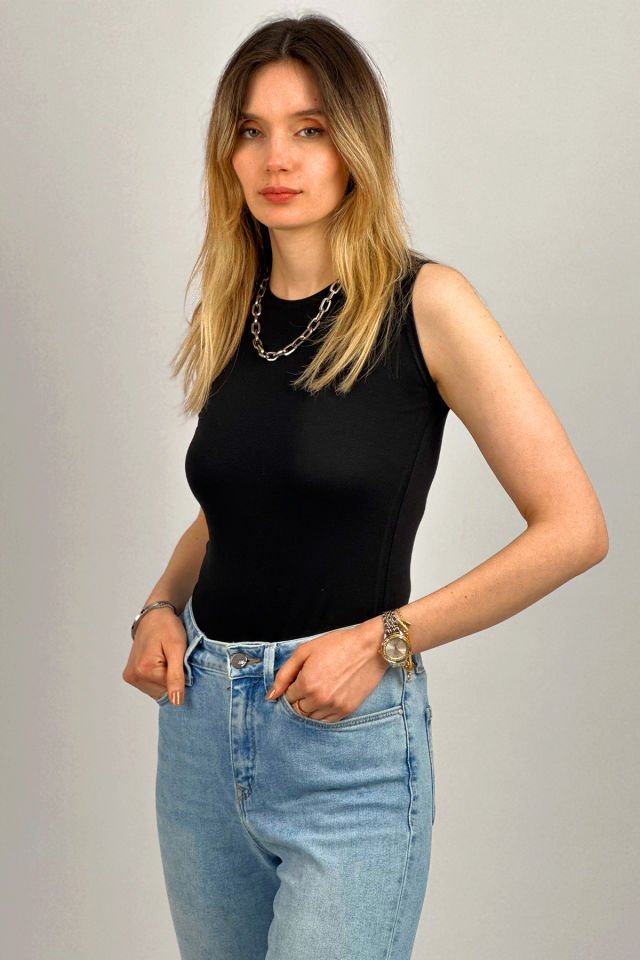 Kadın Sıfır Kol Bisiklet Yaka Body 2 Adet Karışık - L/XL