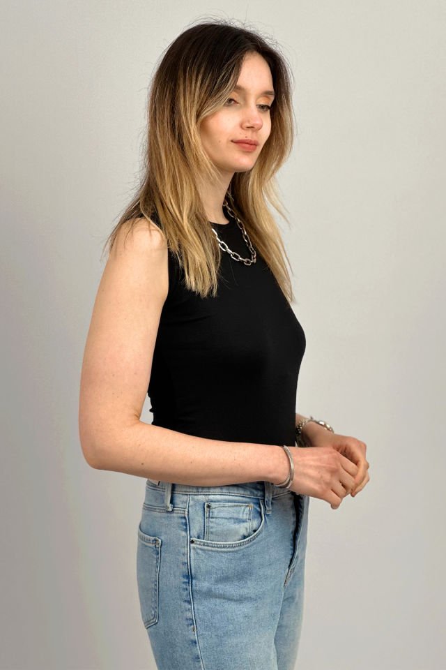 Kadın Sıfır Kol Bisiklet Yaka Body 2 Adet Karışık - L/XL