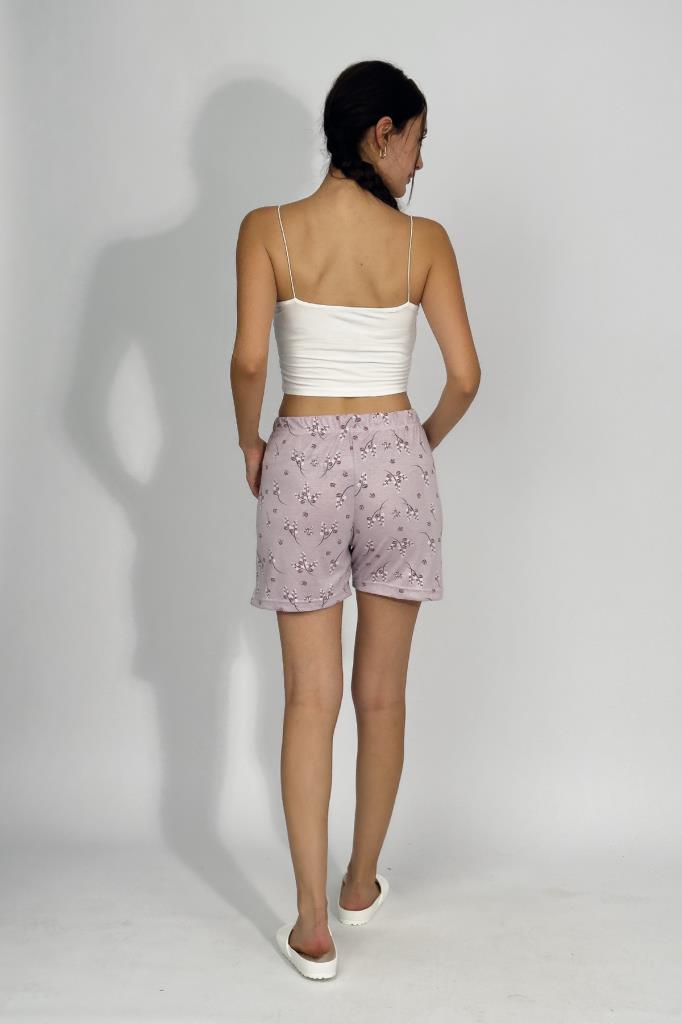 Kadın Dört Mevsim Poliviskon Kurdeleli Şort LİLA - M