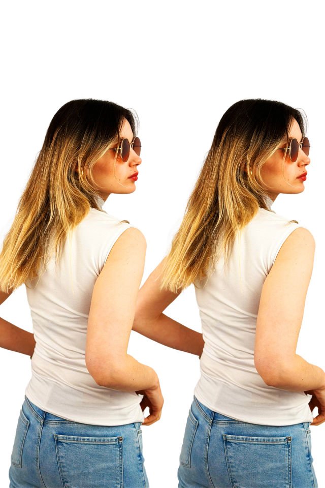 Kadın Sıfır Kol Yarım Balıkçı Yaka Body 2 Adet BEYAZ - L/XL