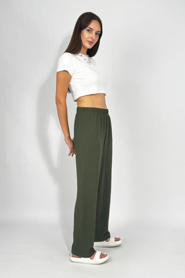 Kadın Beli Lastikli Ayrobin Eşofman Pantolon HAKİ - 4XL