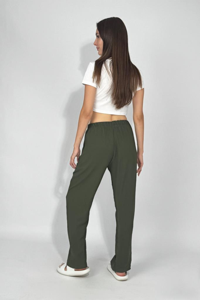 Kadın Beli Lastikli Ayrobin Eşofman Pantolon HAKİ - 4XL