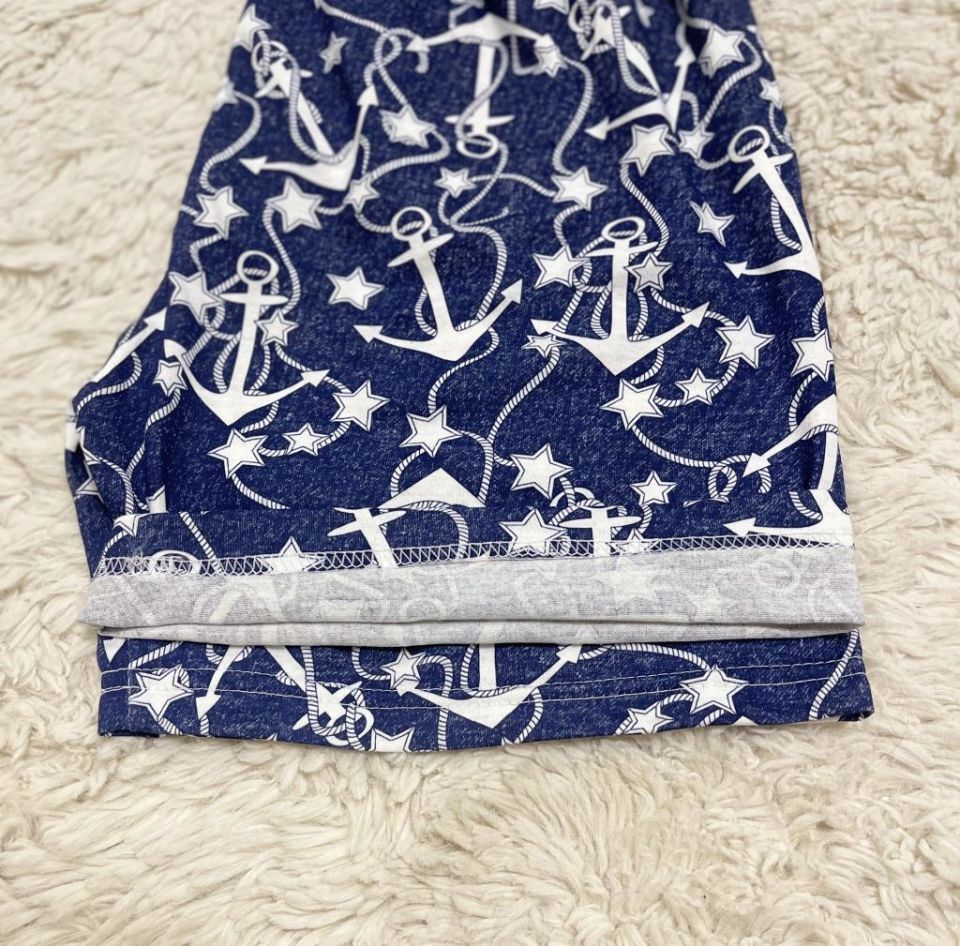 %100 Pamuk Kadın Yüksek Bel Dört Mevsim Şort Pijama Lacivert Çapa - XL