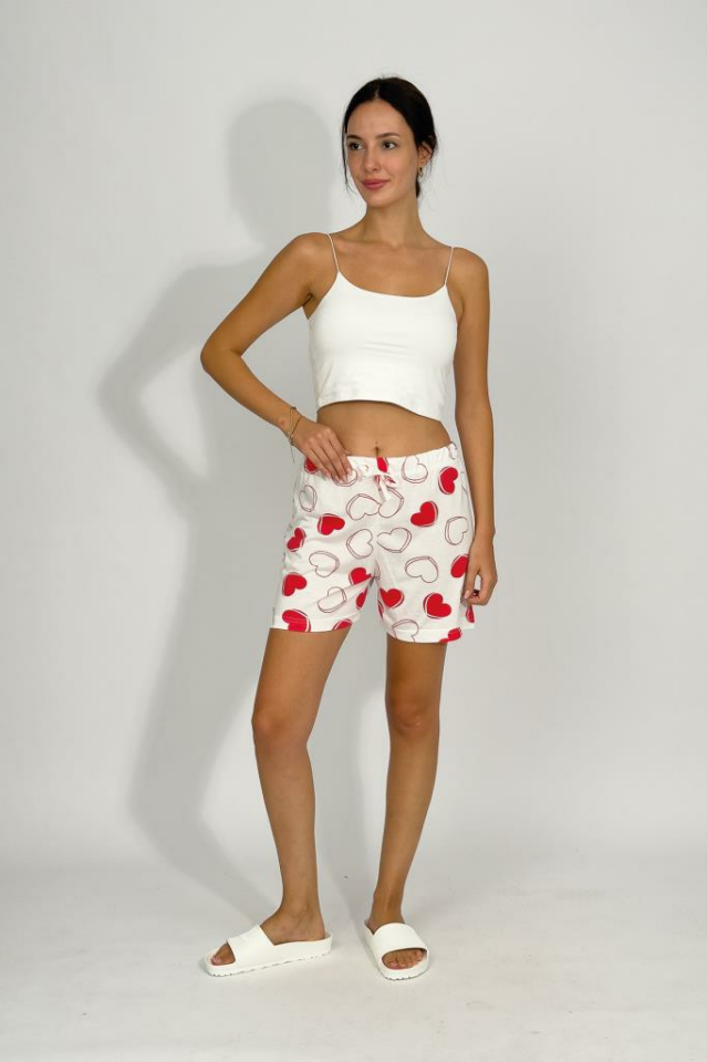 Kadın Dört Mevsim Poliviskon Kurdeleli Şort BEYAZ - S