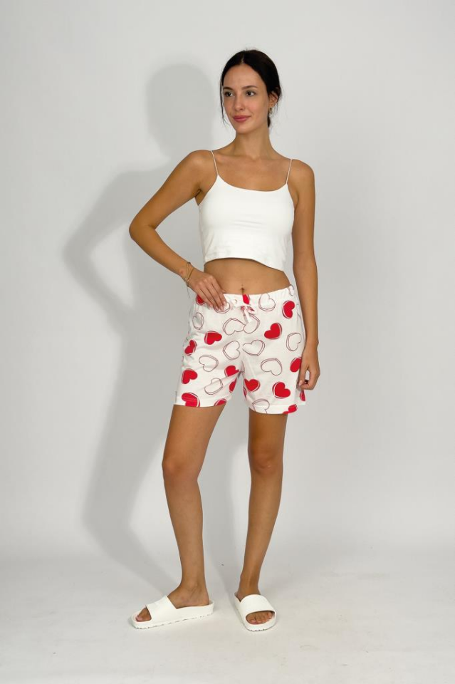 Kadın Dört Mevsim Poliviskon Kurdeleli Şort BEYAZ - XL