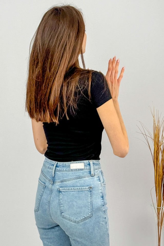 Kadın Kısa Kol Bisiklet Yaka Body 2 Adet SİYAH - L/XL