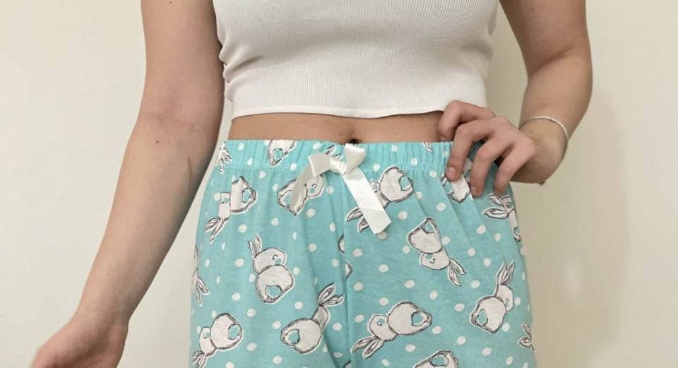 Betimoda Kadın Pijama Altı Kurdeleli Beyaz Siyah Kare Büyük Tavşan Yeşil - XXL