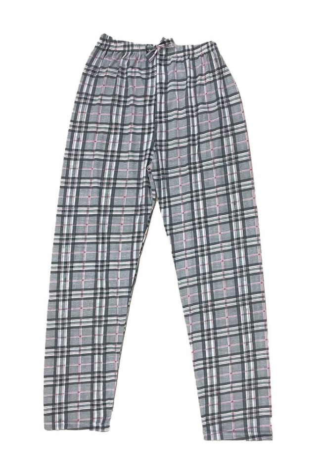 Betimoda Kadın Pijama Altı Kurdeleli Beyaz Siyah Kare Siyah Gri Kareli - 5XL