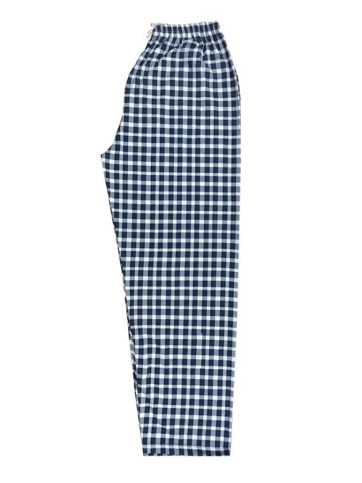 Betimoda Kadın Pijama Altı Kurdeleli Beyaz Siyah Kare Lacivert Beyaz Kare - 3XL
