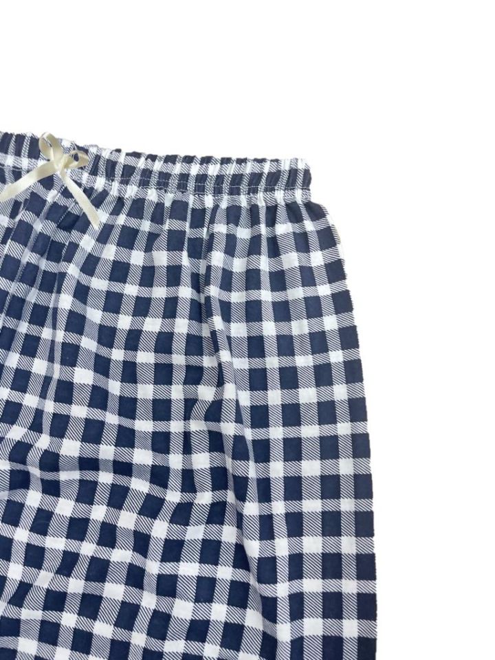 Betimoda Kadın Pijama Altı Kurdeleli Beyaz Siyah Kare Lacivert Beyaz Kare - 3XL