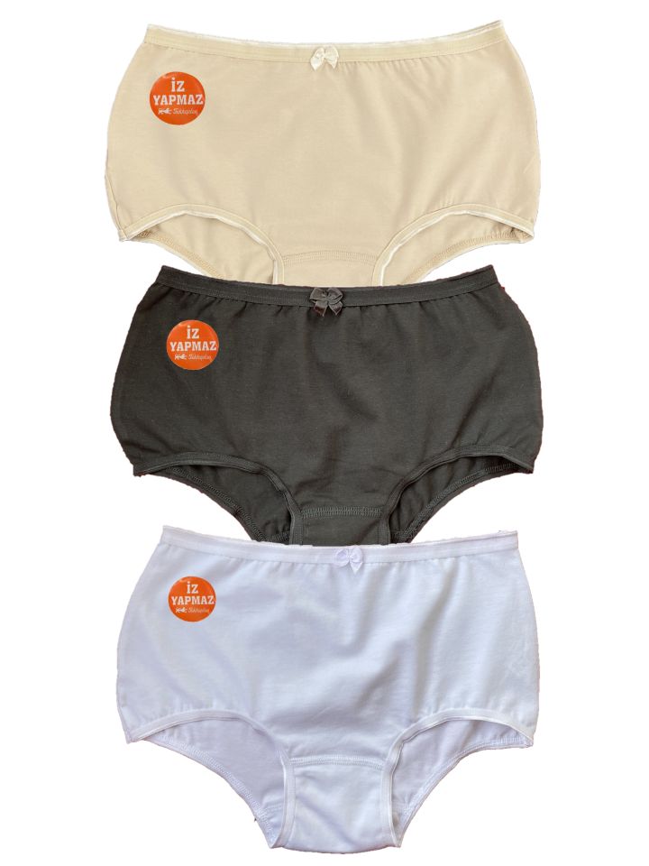 Kadın İz Yapmaz Yüksek Bel Retro Külot 3 Adet Karışık - XL