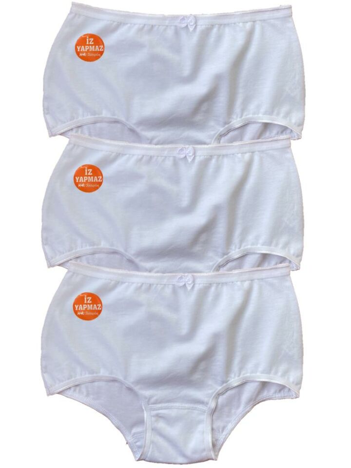 Kadın İz Yapmaz Yüksek Bel Retro Külot 3 Adet BEYAZ - M