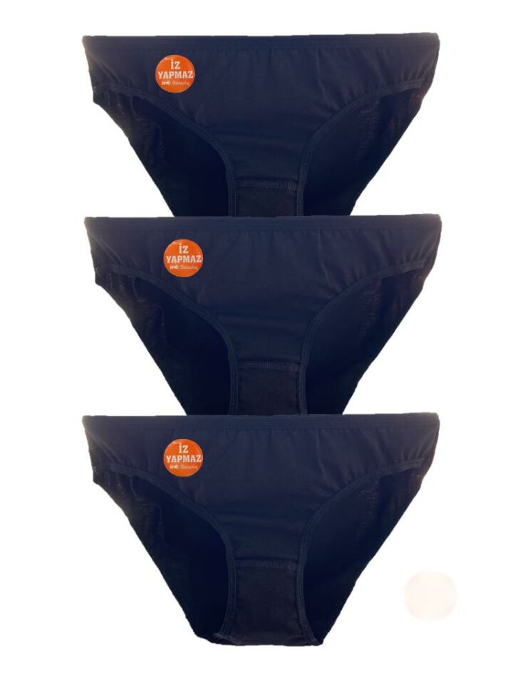 Kadın İz Yapmaz Bikini Külot 3 Adet SİYAH - S