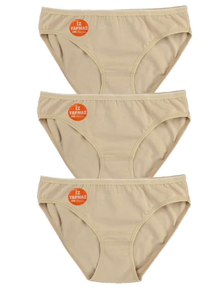 Kadın İz Yapmaz Bikini Külot 3 Adet BEJ - XL