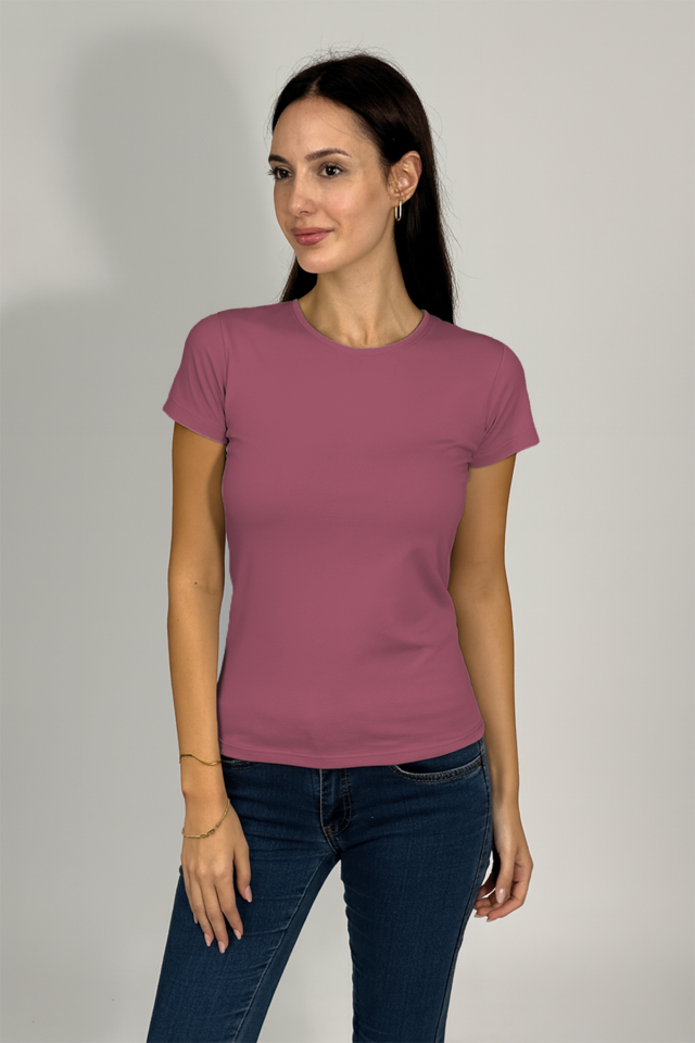 Kadın Kısa Kollu Bisiklet Yaka Body Gül Kurusu - L/XL