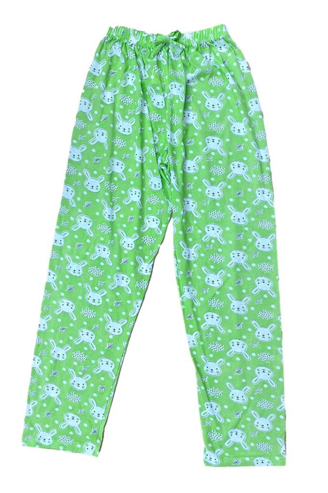 Betimoda Kadın Pijama Altı Kurdeleli Beyaz Siyah Kare Neon Yeşil - 2XL