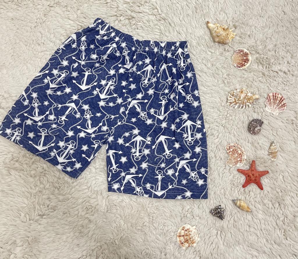 %100 Pamuk Kadın Yüksek Bel Dört Mevsim Şort Pijama Lacivert Çapa - XXL