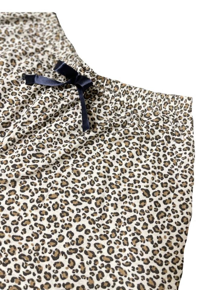 Betimoda Kadın Pijama Altı Kurdeleli Beyaz Siyah Kare Leopar - XL