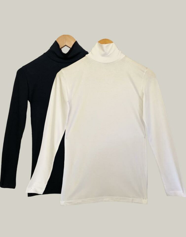 Kadın Uzun Kollu Yarım Balıkçı Yaka Body 2 Adet Karışık - L-XL