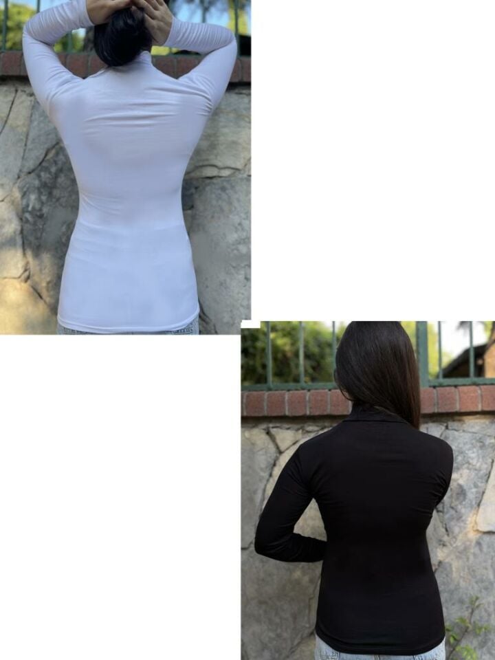 Kadın Uzun Kollu Yarım Balıkçı Yaka Body 2 Adet Karışık