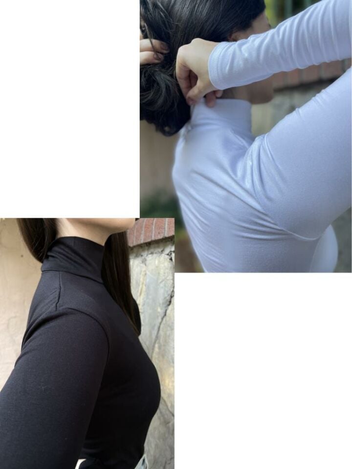 Kadın Uzun Kollu Yarım Balıkçı Yaka Body 2 Adet Karışık