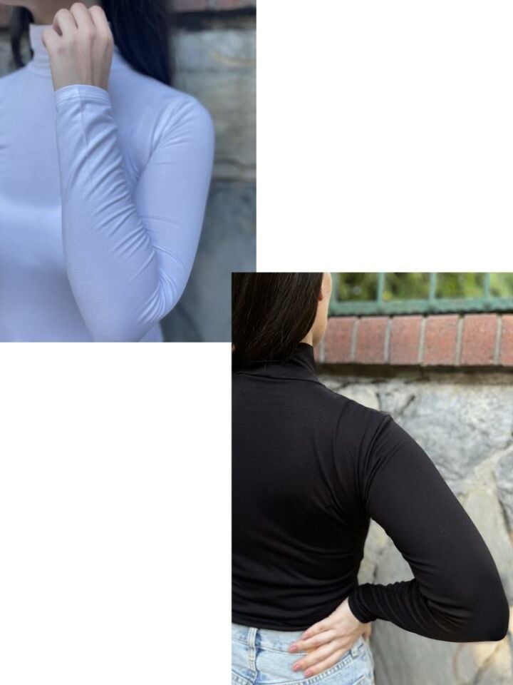 Kadın Uzun Kollu Yarım Balıkçı Yaka Body 2 Adet Karışık