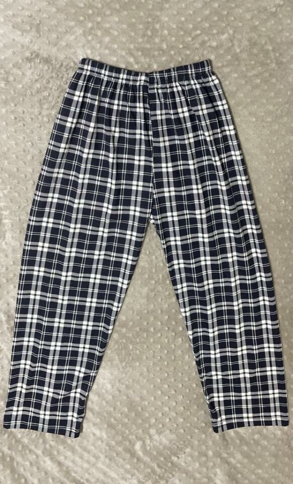 Erkek %100 Pamuk Cepsiz Beli Lastikli Pijama Altı Eşofman Lacivert Beyaz - M