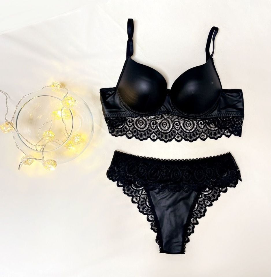 Kadın Deri Destekli Sütyen Külot İç Çamaşırı Takımı KAHVERENGİ - 75