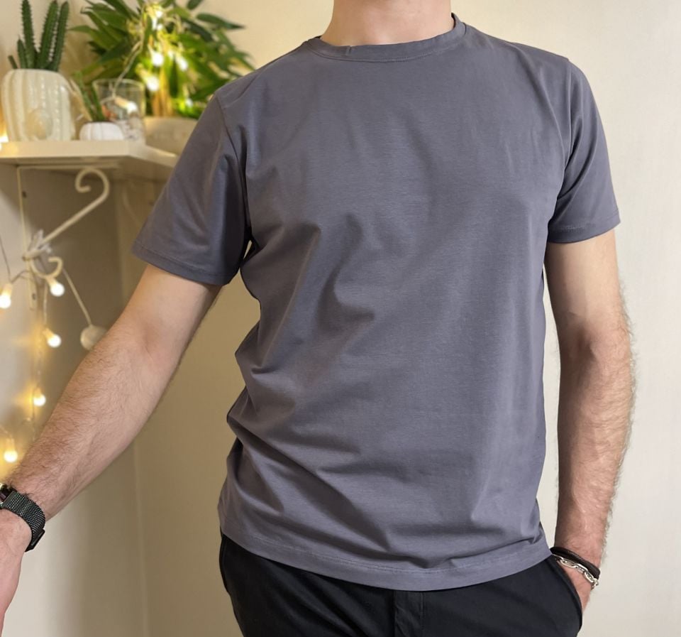 Erkek Slim Fit Dar Kesim Bisiklet Yaka Kısa Kol Pamuklu 5'li Tişört Paketi Yeşil Siyah Beyaz Gri Lacivert - S