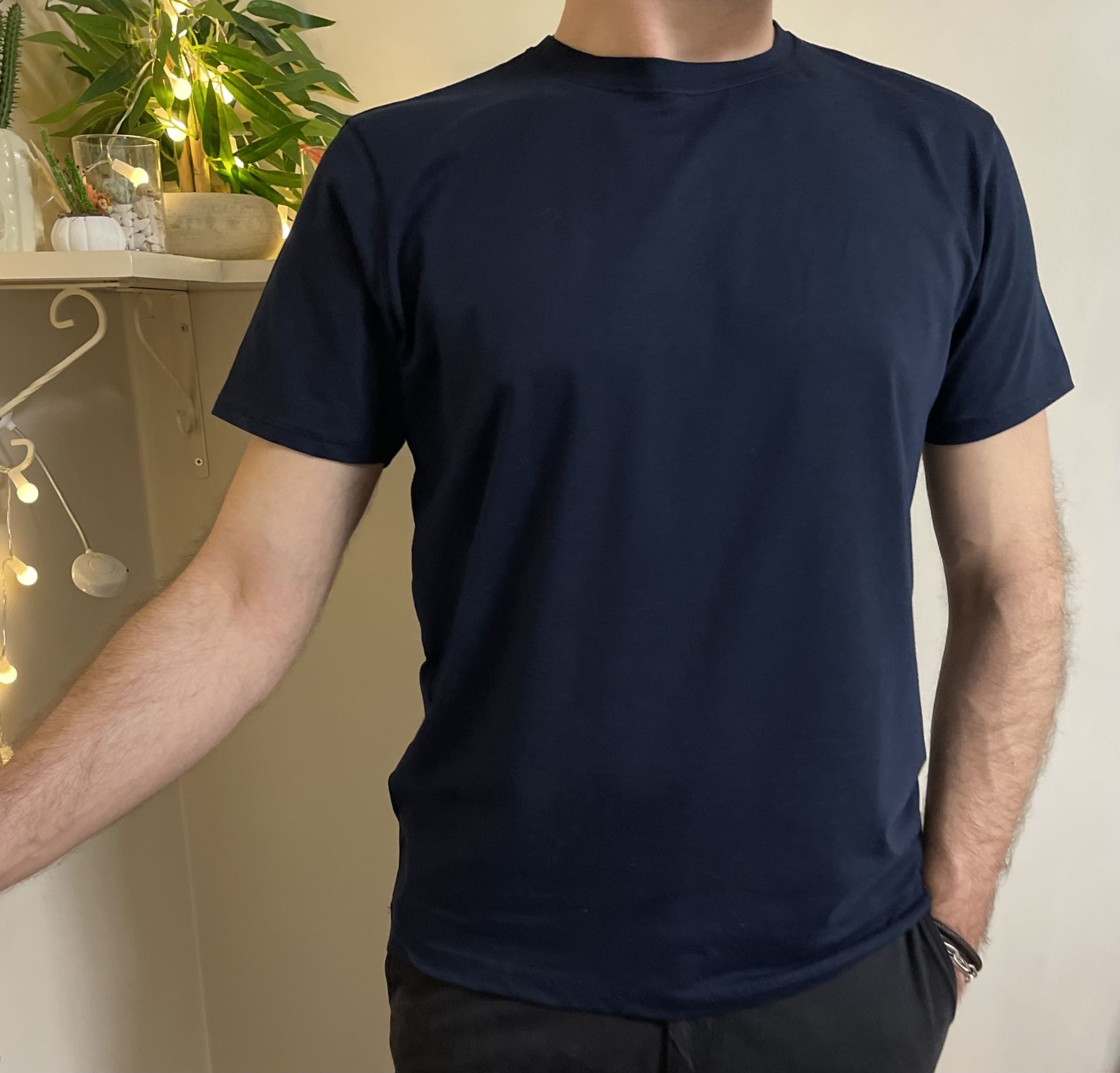 Erkek Slim Fit Dar Kesim Bisiklet Yaka Kısa Kol Pamuklu 5'li Tişört Paketi Yeşil Siyah Beyaz Gri Lacivert - S