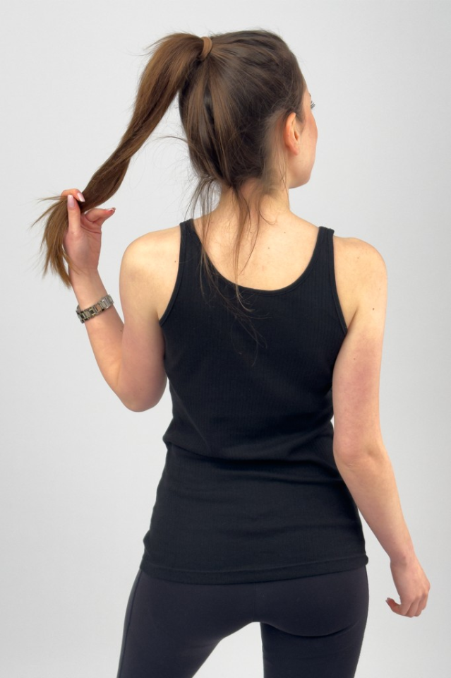 Kadın Pamuklu Geniş Askılı Esnek Rahat Yumuşak Dokulu Likralı Body SİYAH - M