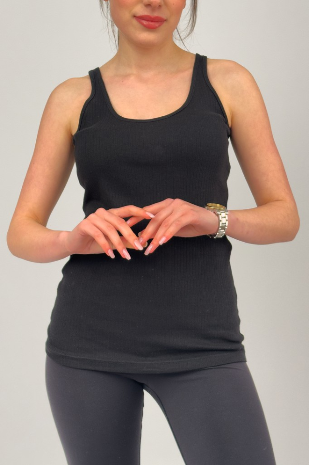 Kadın Pamuklu Geniş Askılı Esnek Rahat Yumuşak Dokulu Likralı Body SİYAH - M