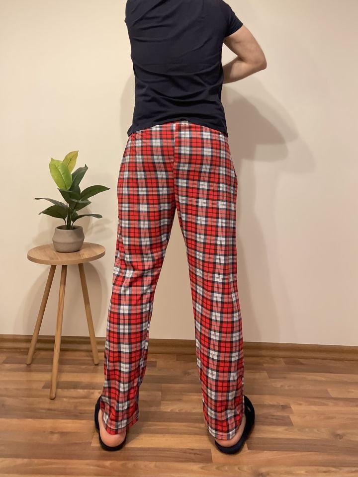 Erkek Pamuklu Cepli Pijama Altı Eşofman İC.Kırmızı Gri - XXL