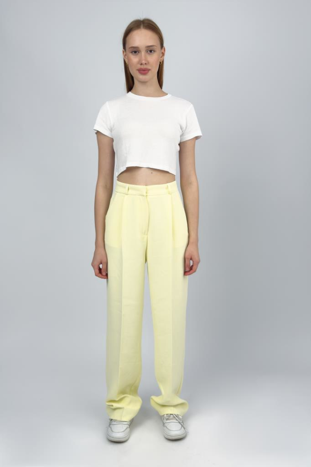Kadın Yüksek Bel Palazzo Pantolon Sarı - S