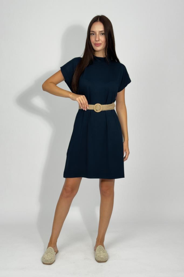 Kadın Dik Yaka Kolsuz İçlik Viskon Tunik LACİVERT - 2XL