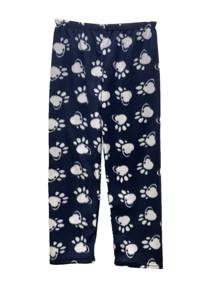 Kadın Polar Pijama Altı Kışlık Lastikli Bel Tek Alt Lacivert Pati - 2XL