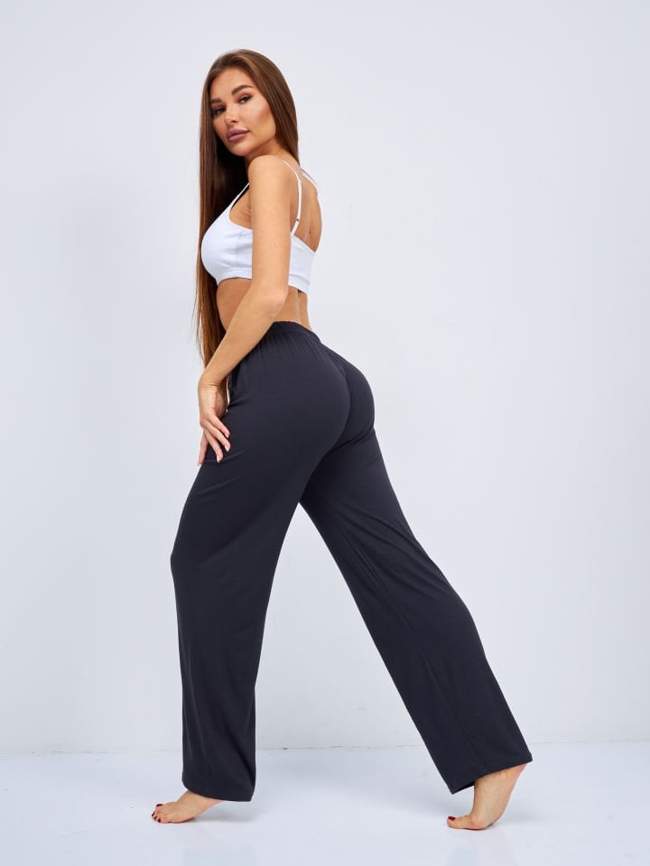 Kadın Bol Kesim Bol Paça Rahat Oversize İnce Palazzo Pantolon GRİ - 2XL/3XL