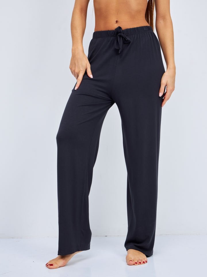 Kadın Bol Kesim Bol Paça Rahat Oversize İnce Palazzo Pantolon GRİ - 2XL/3XL