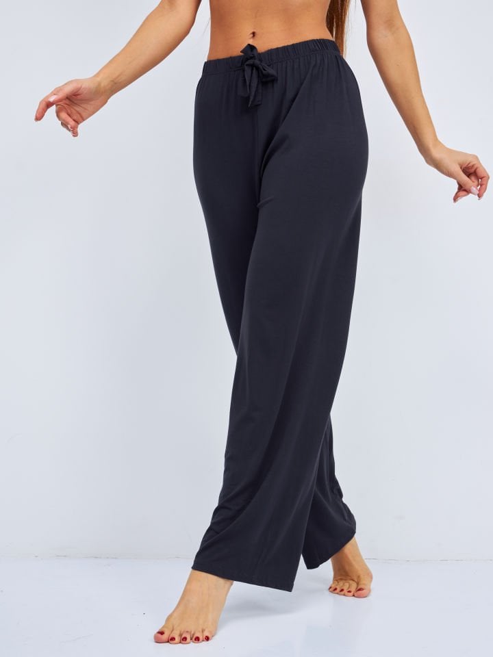 Kadın Bol Kesim Bol Paça Rahat Oversize İnce Palazzo Pantolon GRİ - 2XL/3XL