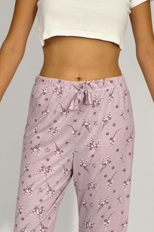 Kadın Dört Mevsim Poliviskon Kurdeleli Pijama Altı LİLA - 3XL