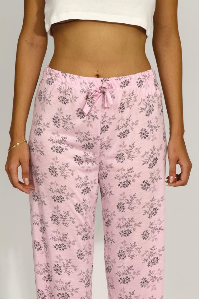 Kadın Dört Mevsim Poliviskon Kurdeleli Pijama Altı PEMBE - 3XL