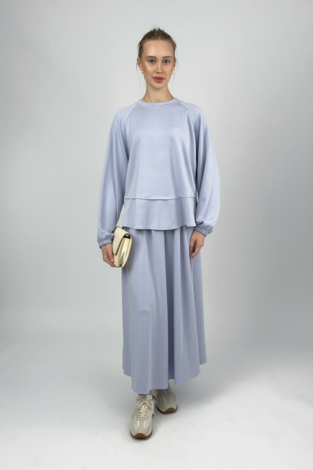 Kadın Yumuşak Dokulu Modal İçeren Etek Takım LİLA - S/M