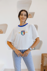 Mavi Bisiklet Yaka İtalia Baskılı T-shirt