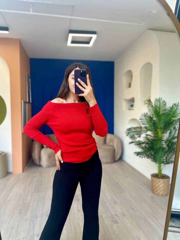 Devesta Moda Örme Triko Kayık Yaka Viscon Dökümlü Yüksek Kalite Bluz