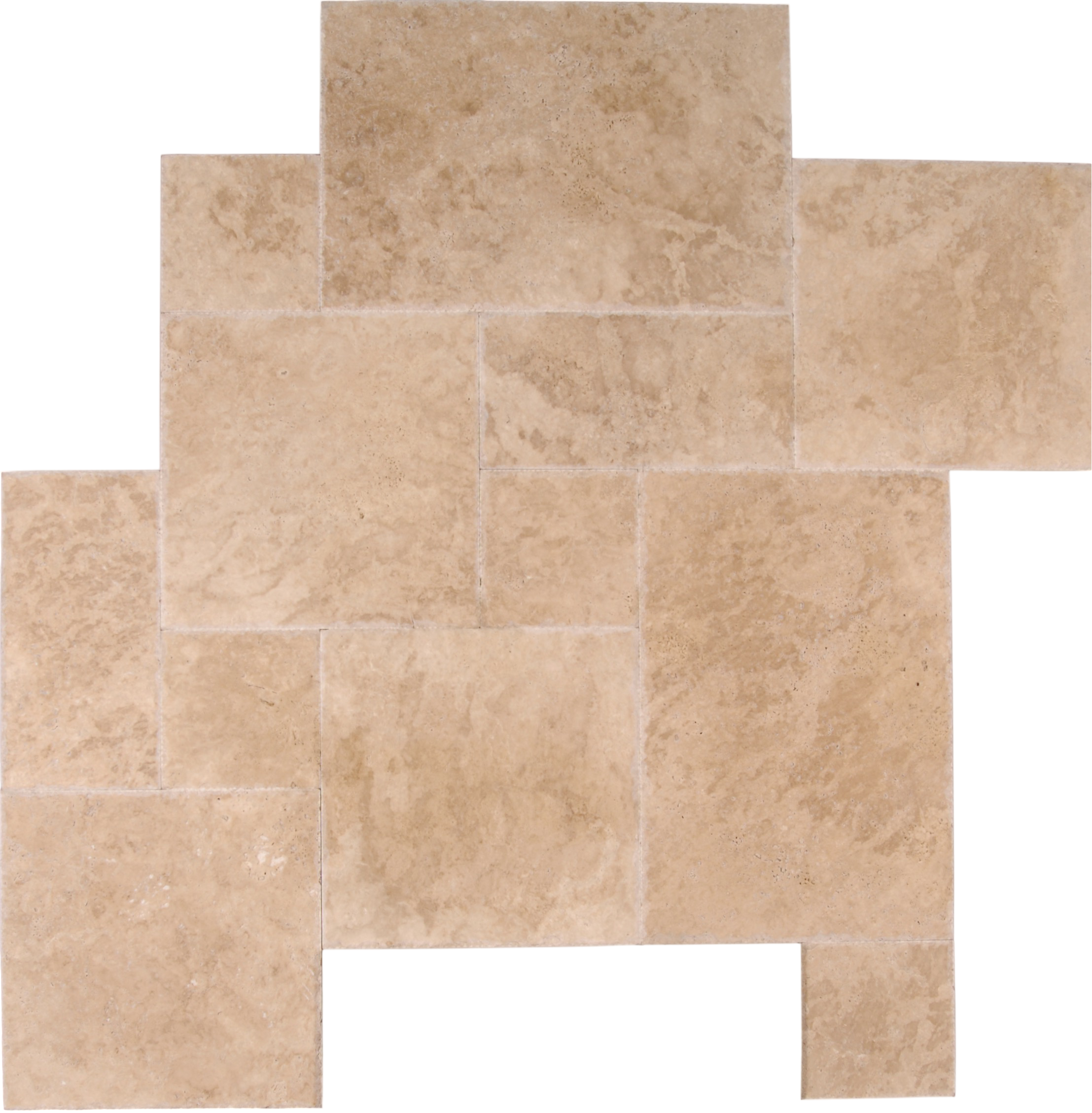 Travertine Light Walnut French Pattern Chiseled Edge
