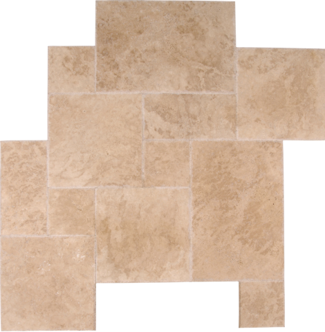 Travertine Light Walnut French Pattern Chiseled Edge
