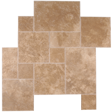 Travertine Dark Walnut French Pattern Chiseled Edge
