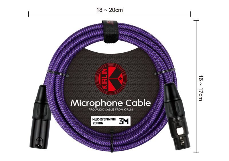 Kirlin MWC 270 PB 3 Mt / PUA Mor-Siyah Örgülü Mikrofon Kablosu